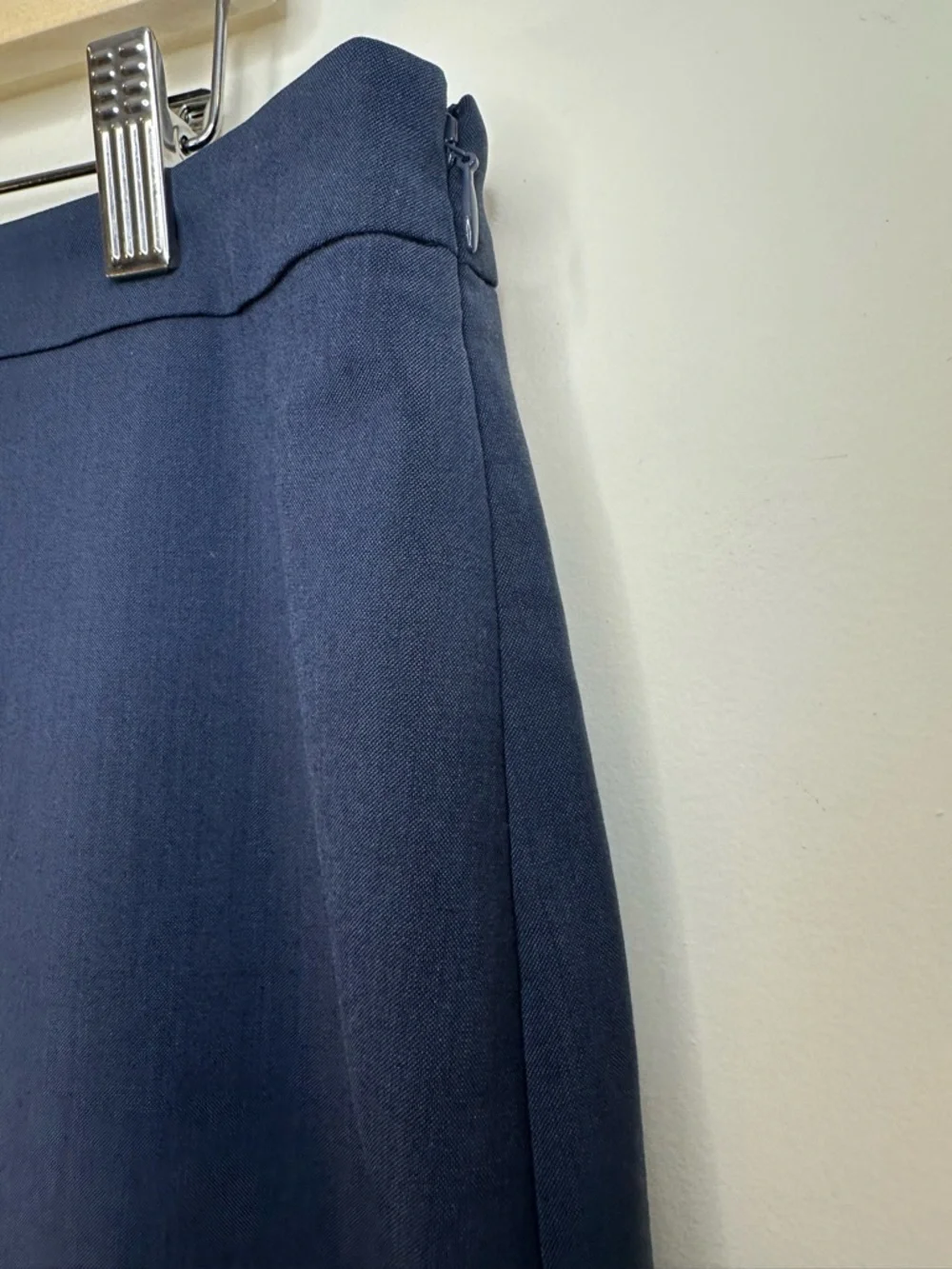 Banana Republic Stretch Wool Midi Navy Blue Pencil Skirt Sz 16 Business Casual - Picture 4 of 8